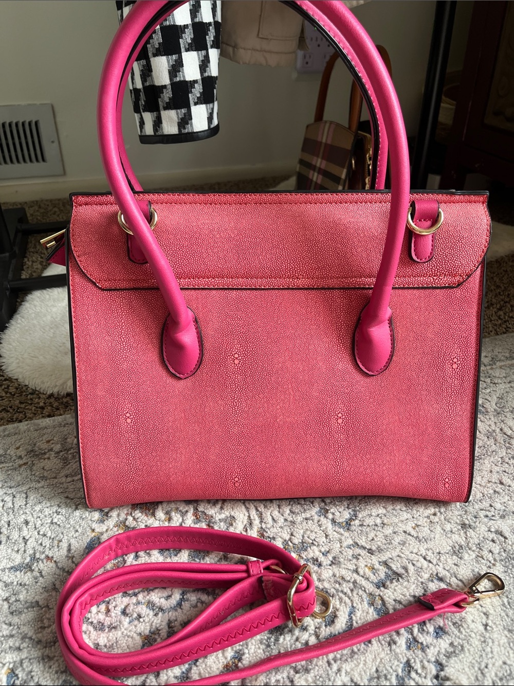 Prada Hot Pink Pyramid Frame Bag with Gold-Tone Hardware - Picture 6 of 6